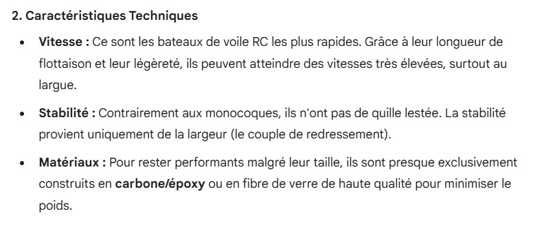 Caractéristiques classe MULTI 2M